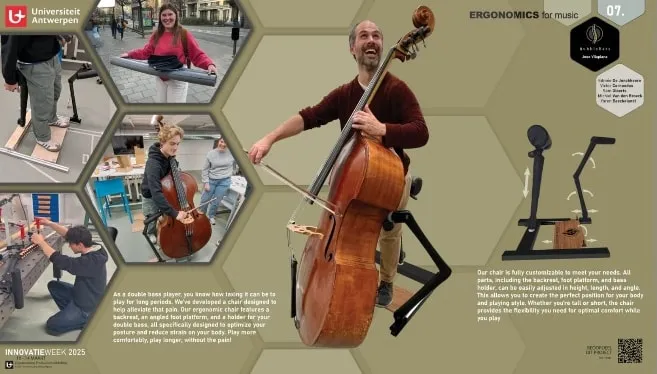 University of Antwerp innovation week poster showing the ergonomic chair